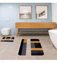 Banyo Halısı Ikili Klozet Takımı Kaymaz Tabanlı Banyo Paspas Takımı (Kahverengi)
