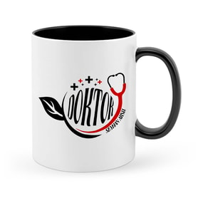 BK Gift Kişiye Özel Mesleki Doktor Siyah Kupa Bardak  10