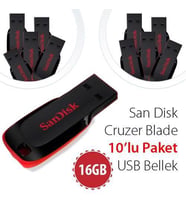 Sandisk Cruzer Blade 16GB Usb Bellek SDCZ50-016G-B35 (10'lu paket)