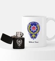 BK Gift Kişiye Özel Polis Armalı Çakmak ve Kupa Hediye Seti - 1