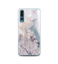 Lila Mermer Tasarımlı Süper Şeffaf Silikon Telefon Kılıfı Huawei P20 Pro  