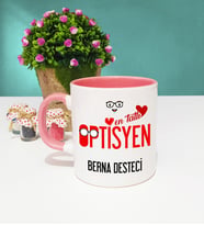 Mesajlı Optisyen Tasarımlı Kişiye Özel Optisyen Kupa Bardak Pembe