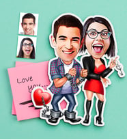 BK Gift Kişiye Özel Sevgililer Karikatürlü Ahşap Magnet-1 (Çok Renkli)
