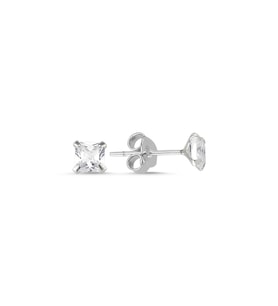 4mm Kare Zirkon Tektaş Gümüş Bayan Küpe (Beyaz)