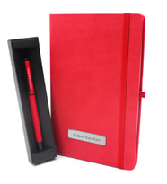 Kişiye Özel Kırmızı Defter & Mat Roller Kalem Hediye Seti (Kırmızı)