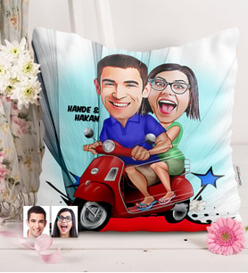BK Gift Kişiye Özel Sevgililer Karikatürlü  Yastık  10