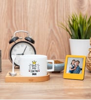 Best Dad Fincan ve Turuncu Mini Fotoğraf Çerçevesi