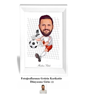 Kişiye Özel İsimli Kaleci Karikatür 20x30 cm Fotoğraf Çerçevesi