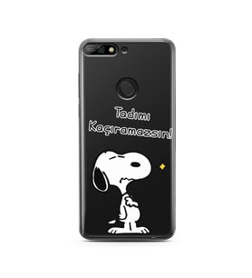 Snoopy Tasarımlı Süper Şeffaf Silikon Telefon Kılıfı Huawei Y7 2018