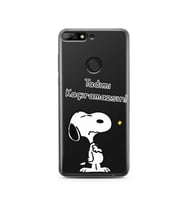Snoopy Tasarımlı Süper Şeffaf Silikon Telefon Kılıfı Huawei Y7 2018