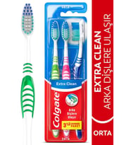 Colgate Extra CleanDil Temizleyicili Arka Dişlere Uzanan Orta Diş Fırçası 2+1