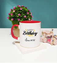 Happy Birthday Tasarımlı Kişiye Özel Doğum Günü Hediyesi Kupa Bardak Kırmızı