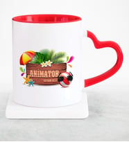 BK Gift Kişiye Özel Mesleki Animatör Kırmızı Kalpli Kupa Bardak  1