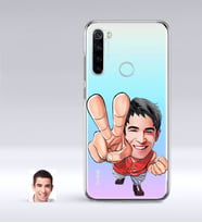 BK Gift Kişiye Özel Erkek Karikatürlü Xiaomi Redmi Note 8 İnce Şeffaf Silikon Telefon Kapağı-33 (Beyaz)