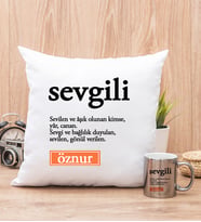 Sevgili Kelime Anlamı Yastık ve Silver Kupa Bardak