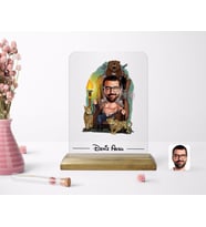 BK Gift Kişiye Özel Viking Karikatürlü Ahşap Standlı Çerçeve (Beyaz)