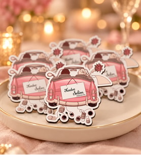İsme Özel Söz, Kına, Nikah, Nişan, Düğün Hatırası Ahşap Magnet (Beyaz)