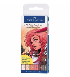 Faber Castell Pitt Artist Pen Brush Manga Çizim Seti 6lı Kaoiro Set