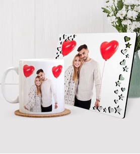 BK Gift Kişiye Özel Beyaz Kupa Bardak  Fotoğraf Çerçevesi Hediye Seti