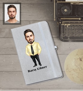 Kişiye Özel Öğretmen Karikatürlü Gri Defter Bay-13