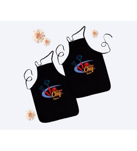 BK Gift Kişiye Özel İkili Yakışıklı ve Güzel Chef Siyah Mutfak Önlüğü Seti-1