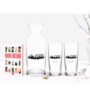 BK Gift Kişiye Özel Renkli Baskılı Erzurum Tasarımlı Turistik İkili Rakı Bardağı Karaf ve Cep Kitabı Hediye Seti-2 (Model 1)