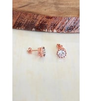 Tek Taşlı Küpe Rose Gümüş Vidalı Taşlı Bayan Küpesi KUPE-407