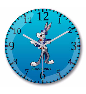 Looney  Tunes Bugs  Bunny Duvar Saati Bombeli Gercek Cam