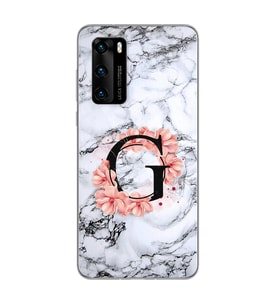 Mermer Çiçekli Harf Tasarım Süper Şeffaf Silikon Telefon Kılıfı Huawei P40 Pro G