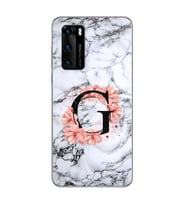 Mermer Çiçekli Harf Tasarım Süper Şeffaf Silikon Telefon Kılıfı Huawei P40 Pro G