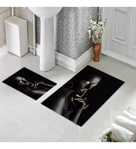 Banyo Halısı Ikili Klozet Takımı Kaymaz Tabanlı (60 xm x 100 cm + 40 cm x 60 cm) 
