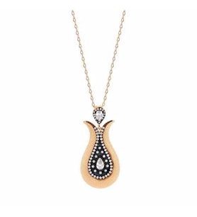 Lale Model Zirkon Taşlı Rose Bayan Gümüş Kolye