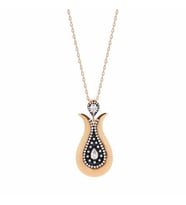 Lale Model Zirkon Taşlı Rose Bayan Gümüş Kolye