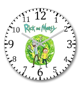 Rick And Morty TV Series Duvar Saati Bombeli Gercek Cam