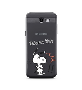 Snoopy Tasarımlı Süper Şeffaf Silikon Telefon Kılıfı Samsung J3 Prime