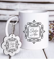 BK Gift Kişiye Özel İsimli Beyaz Kupa ve Anahtarlık Hediye Seti-1 (Model 1)