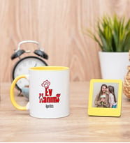 Ev Hanımı Sarı Kupa Bardak ve Sarı Mini Fotoğraf Çerçevesi