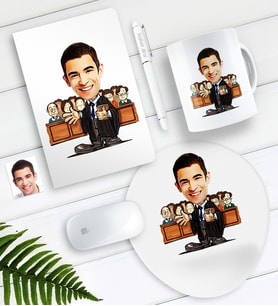 BK Gift Kişiye Özel Bay Avukat Karikatürlü Defter Kalem Kupa Mouse Pad Seti-2 (Model 1)