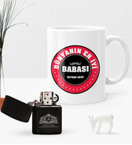 BK Gift Kişiye Özel Dünyanın En İyi Babası Benzinli Çakmak ve Kupa Seti-7 (Model 1)