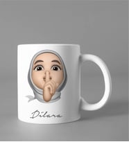 Emoji Kız Tesettürlü Stiker Kupası Kişiye Özel