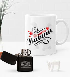 BK Gift Kişiye Özel Canım Babam Benzinli Çakmak ve Kupa Seti-6 (Model 1)