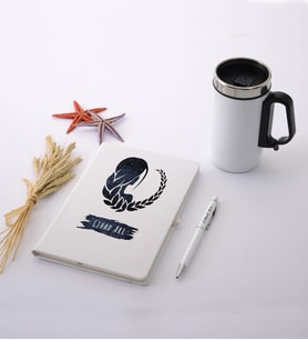 Başak Burcuna Özel İsimli Beyaz Defter Kalem Termos Mug Seti