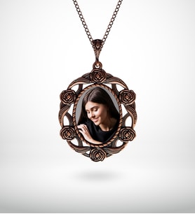 BK Gift Kişiye Özel Fotoğraflı Otantik Eskitme Bakır Kolye Model 2