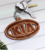 KIA Logolu Ahşap Anahtarlık-1 (Beyaz)