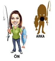 Kişiye Özel Balıkçı Karikatürlü Ahşap Magnet Bayan-1