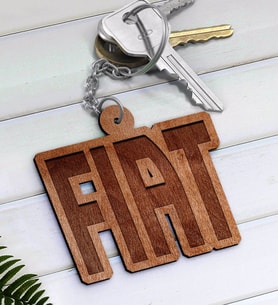 FIAT Logolu Ahşap Anahtarlık-2 (Beyaz)