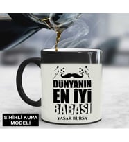 Dünyanın En İyi Babası Yazılı İsimli Sihirli Kupa Bardak (STD)