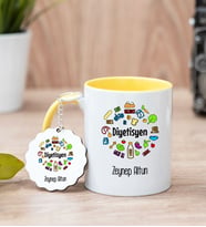 Diyetisyen Sarı Kupa Bardak Ve Anahtarlık Set