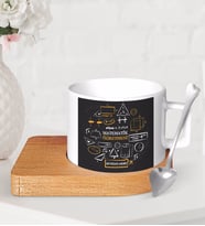 BK Gift Kişiye Özel Matematik Öğretmeni Ahşap Altlıklı Seramik Fincan-10 (Beyaz)