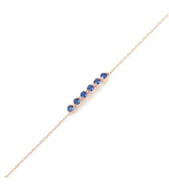 925 Ayar Gümüş Safir Taşlı 6 Sıra Suyolu Bileklik